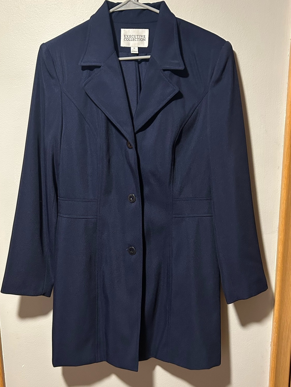 Vintage Navy Blue Longline Blazer Jacket Executive Collection Size 16